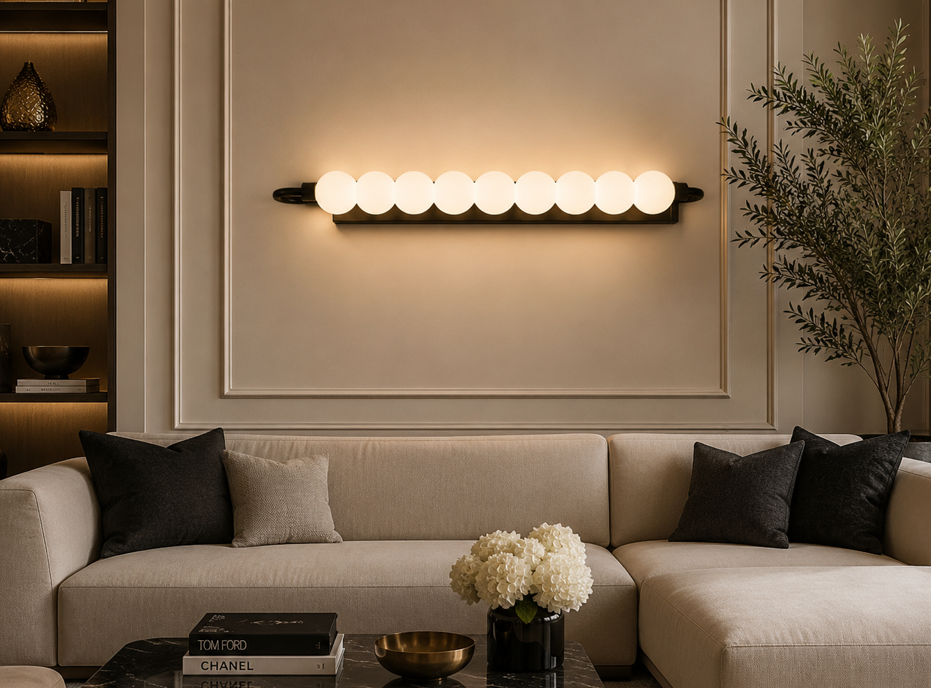 HDC Black & White Modern Linear Bubble LED Wall Light
