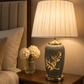 HDC Luxury Leaf Design Table Lamp with Fabric Shade for Bedroom, Living Room