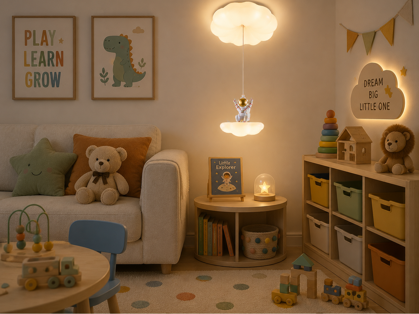HDC Kids Astronaut Cloud Pendant Light for Bedroom & Study Room