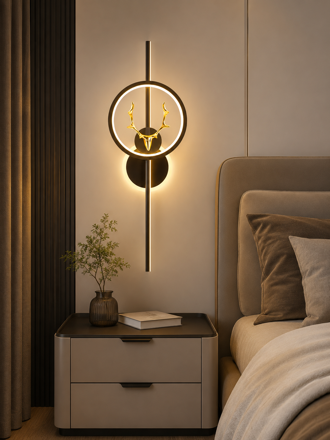 HDC Modern Deer Ring LED Wall Light for Living Room & Bedroom