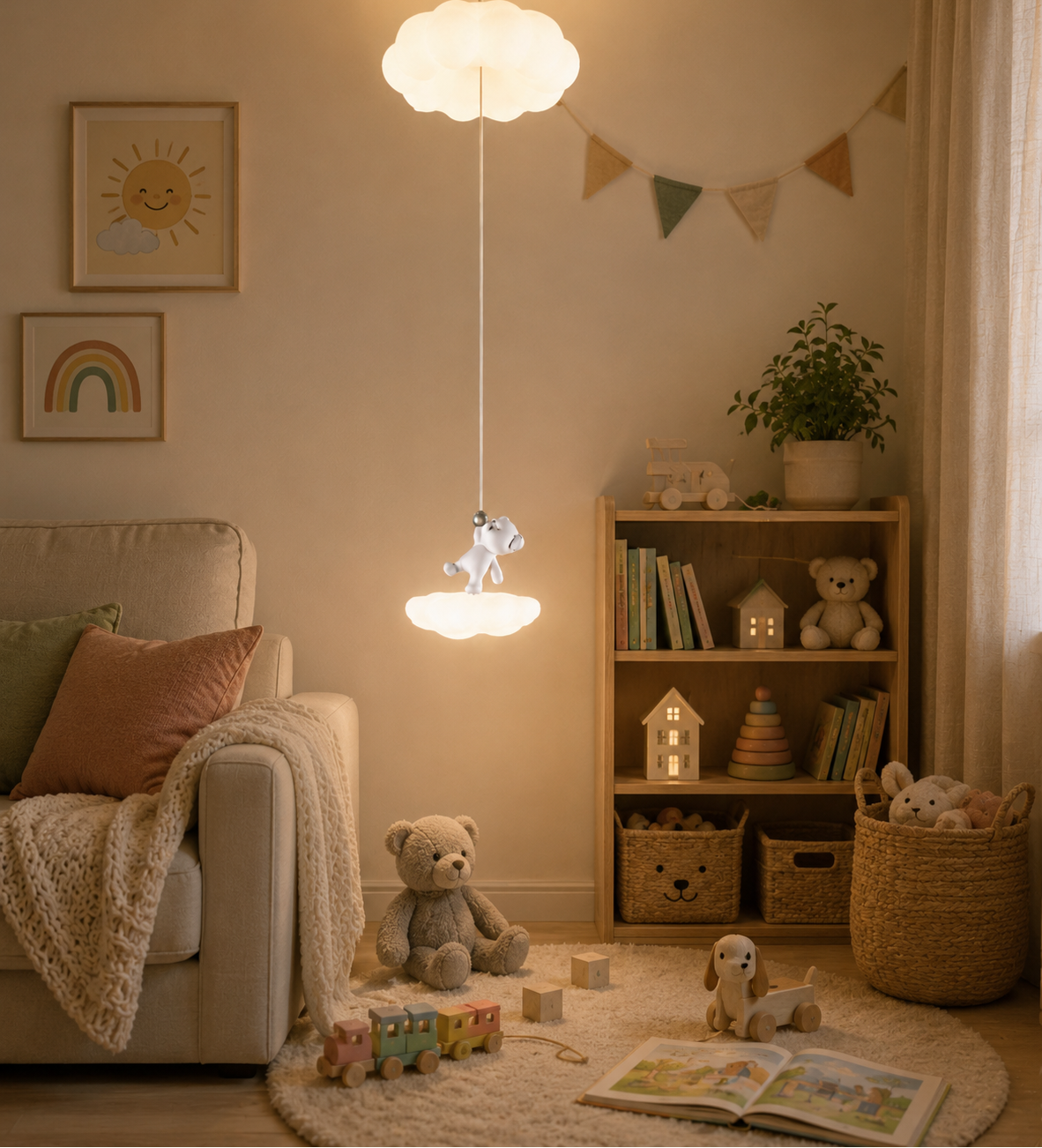 HDC Cute Cloud Kids Pendant Light for Bedroom & Nursery Décor