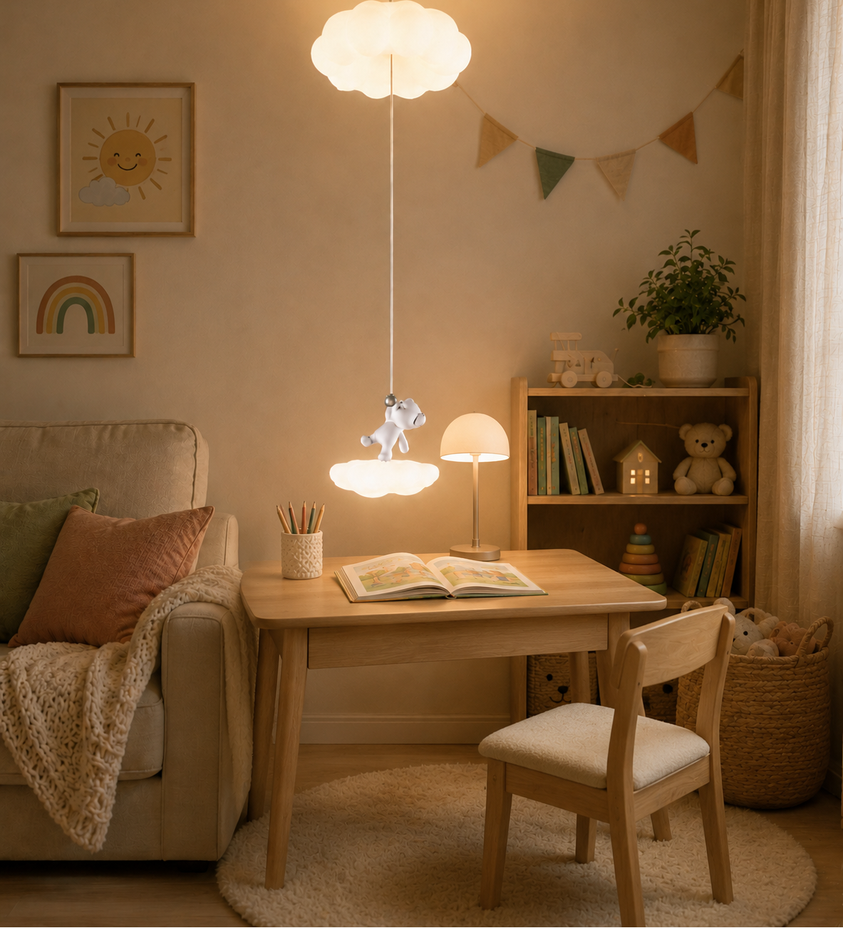 HDC Cute Cloud Kids Pendant Light for Bedroom & Nursery Décor