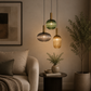 HDC Modern Ribbed Glass Triple Pendant Light for Bedroom, Living Room