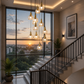 HDC Modern Double Height Crystal Glass Chandelier for Staircase, Duplex & Lobby