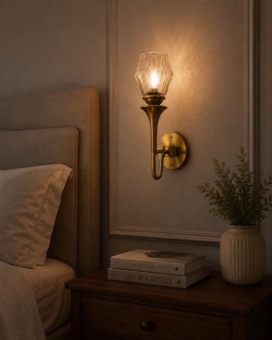 Ojaro Modern Vintage Glass Wall Light for Bedroom, Living Room & Hallway