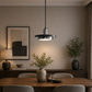 HDC Modern Black & Chrome Dual Ring Pendant Light for Bedroom- Tricolor
