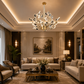 HDC 600mm Luxury Crystal Leaf LED Chandelier for Bedroom, Living Room