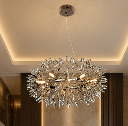HDC Luxury Smoke Crystal Ring Chandelier for Bedroom, Living Room