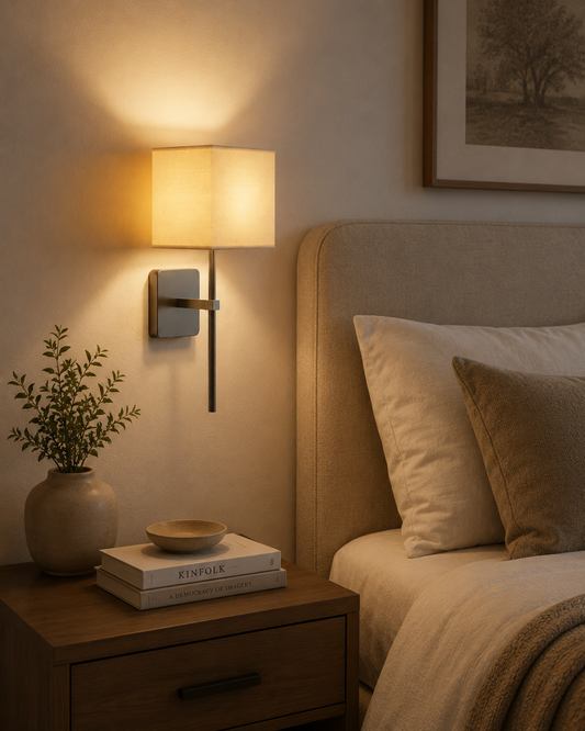 HDC Modern Fabric Shade Wall Light for Bedroom & Living Room