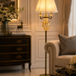 HDC Luxury Crystal Glass Floor Lamp with Fabric Shade for Living Room & Bedroom