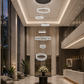 HDC Luxury 7 Light Crystal Ring Multi-Layer Chandelier for Double Height Ceiling