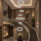 HDC Luxury 7 Light Crystal Ring Multi-Layer Chandelier for Double Height Ceiling