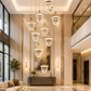 HDC Luxury 10 Light Crystal Cascade Double Height Chandelier for Staircase & Lobby
