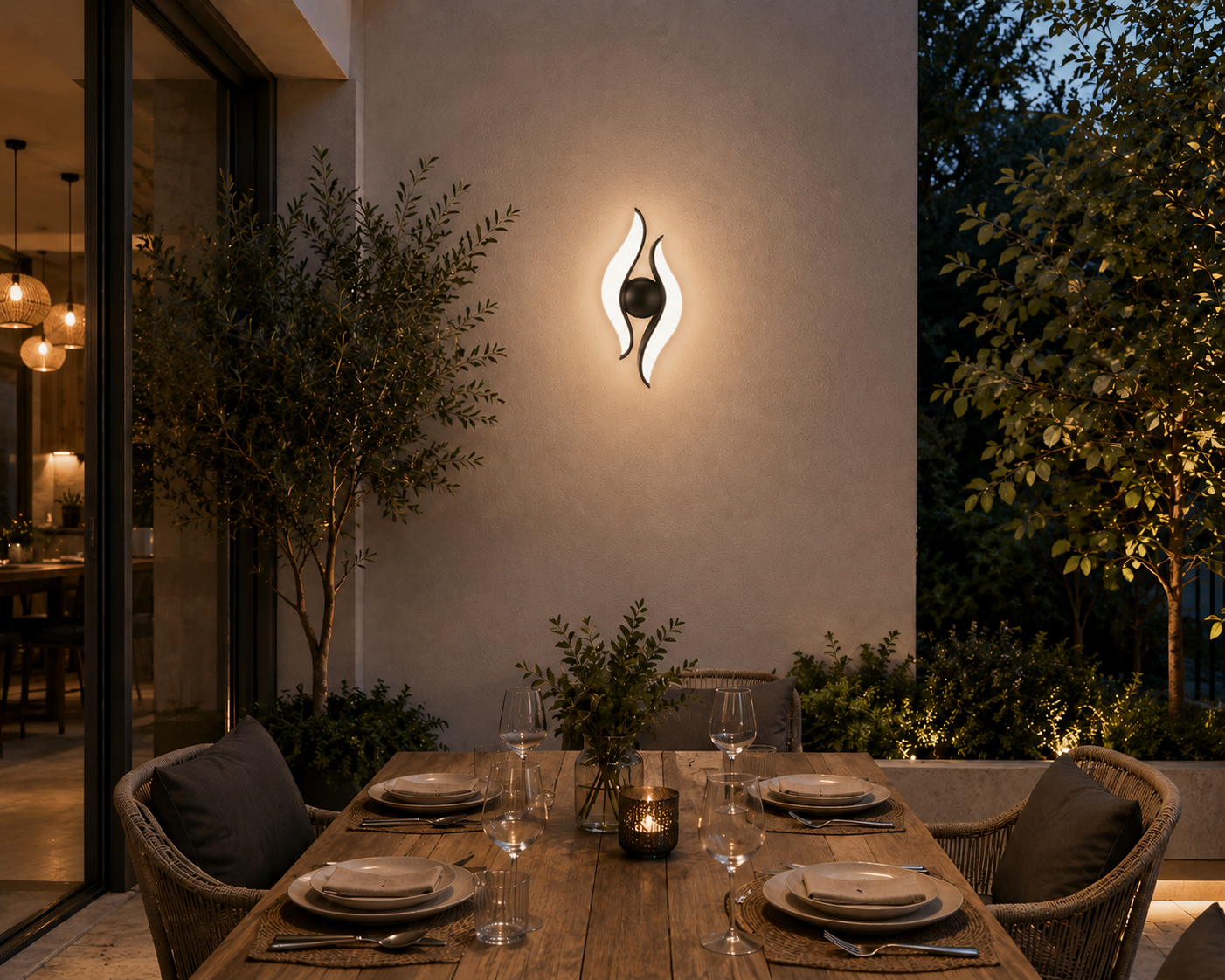 HDC Modern Designer Decorative Sconce Black Wave LED Outdoor Light