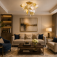 HDC Luxury Golden & White Leaf Ceiling Chandelier