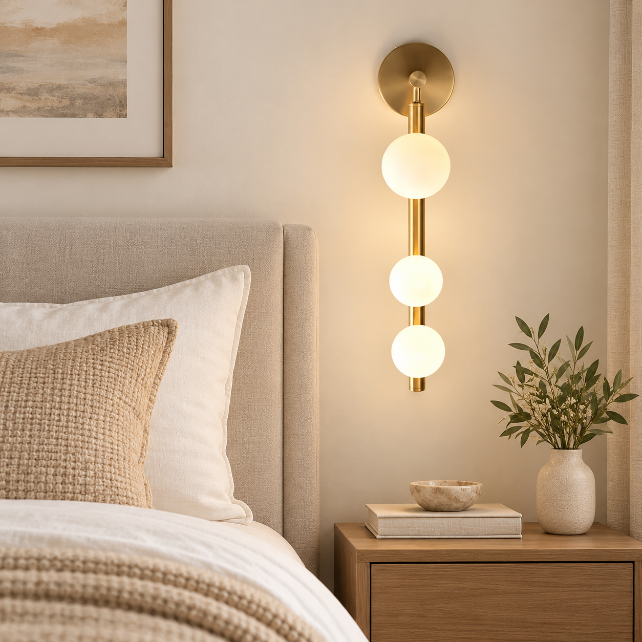 HDC Modern Globe Wall Light in Gold Finish for Living Room, Bedroom, Hallway