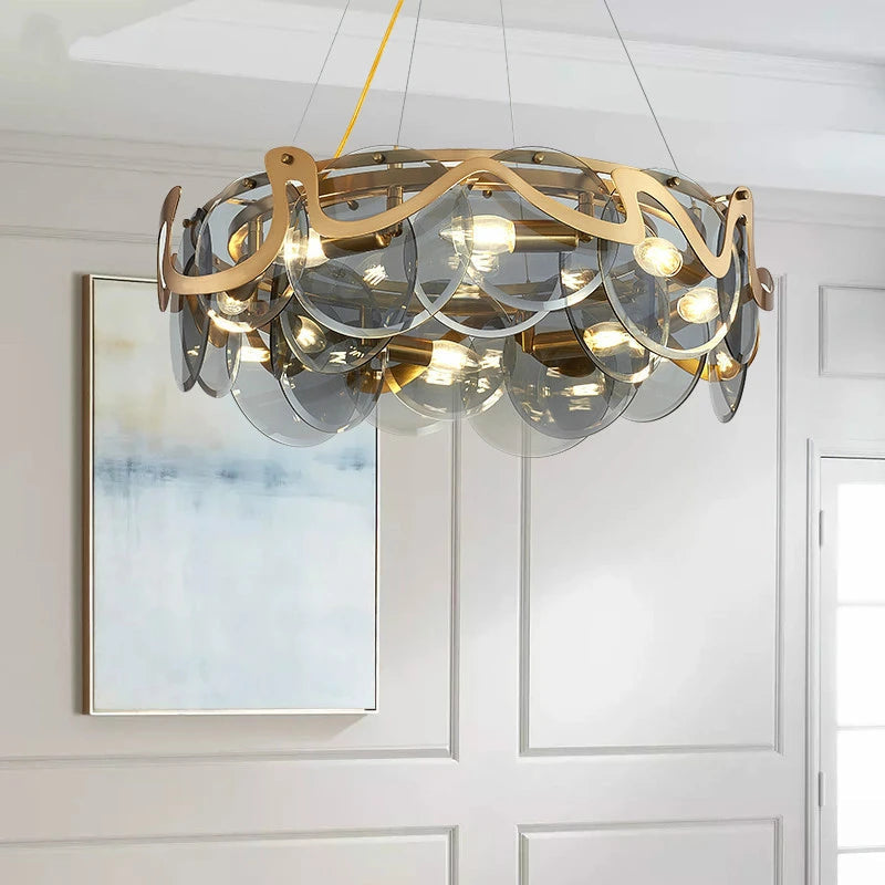 HDC 600mm Simple personality design European art glass villa bedroom lamp dining room chandelier