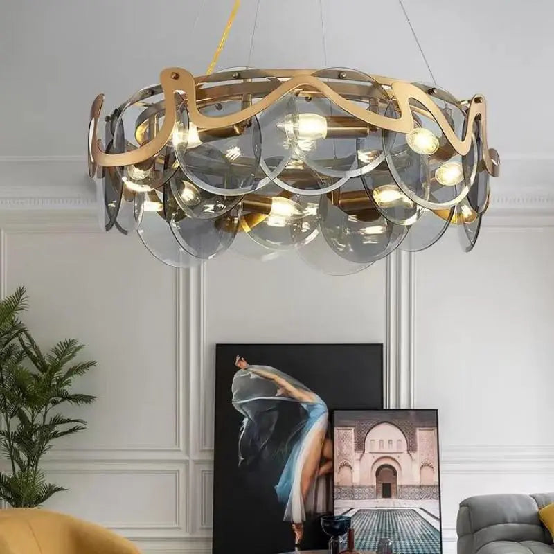 HDC 600mm Simple personality design European art glass villa bedroom lamp dining room chandelier