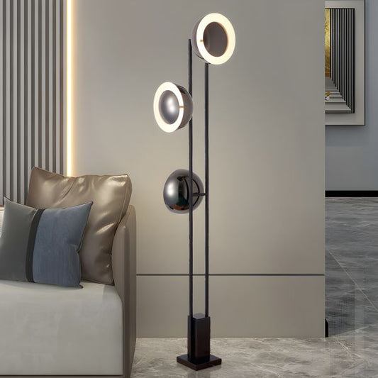 HDC Black Modern 3 Lights Nordic Style LED Standing Light Floor Lamp for Reading, Bedroom & Study