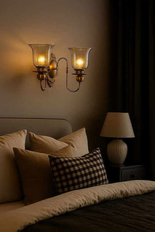 HDC 2 Light Vintage Brass Gold Metal Wall Light for Living Room Drawing Room Bedroom