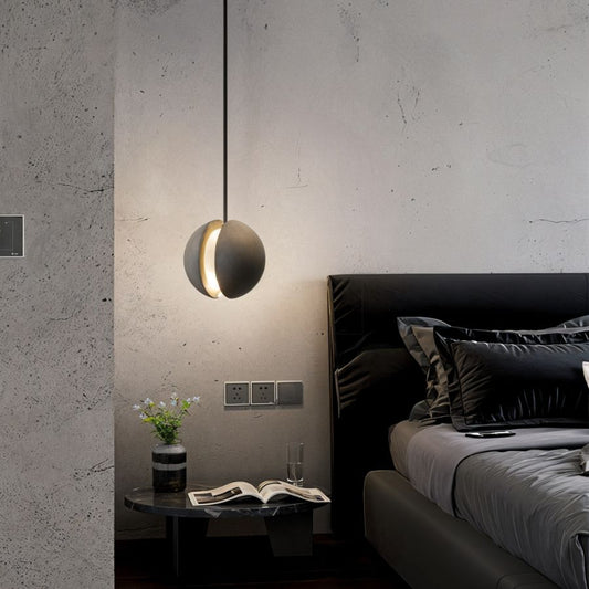 Hdc Nordic 1 Light Spherical Shape Section Cut Cement Aurora Sphere Pendant Lamp