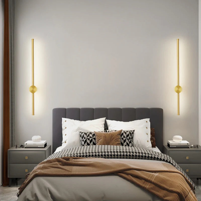 HDC Led Gold Long Tube Wall Light- Tricolor