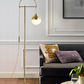 HDC Golden Electroplated Arch Standing Lamp Spherical Glass Lampshade Contemporary Floor Lamp for Reading, Bedroom and Living Room