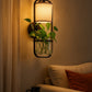 HDC Black Metal Frame and Fabric Shade Premium Wall Lamp with Planter For Living Room, Bedroom, Balocny