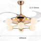 Hdc 6 Light Frost Glass Ceiling Fan Chandelier 36 Inch Gold Retractable Light Led 3 Color Setting Control With Remote