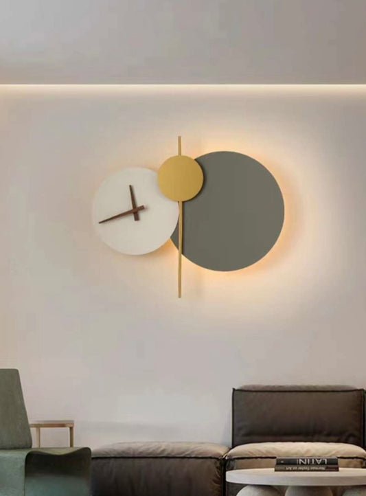 HDC LED Lunar Eclipse Modern LED Wall Clock Abstract Metal Art with Ambient Lighting