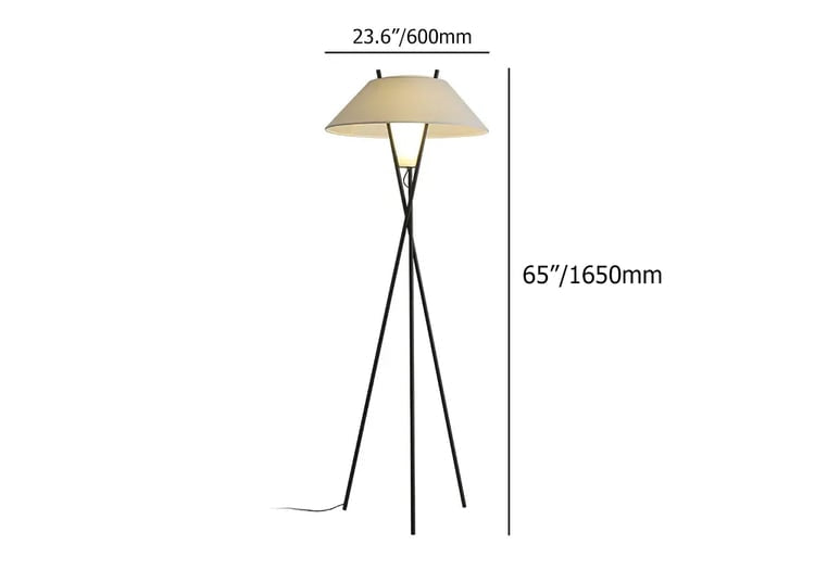 HDC Black Slim Stand And White Fabric Shade Living Room Creative Bedroom Tripod LED Vertical Floor Lamp