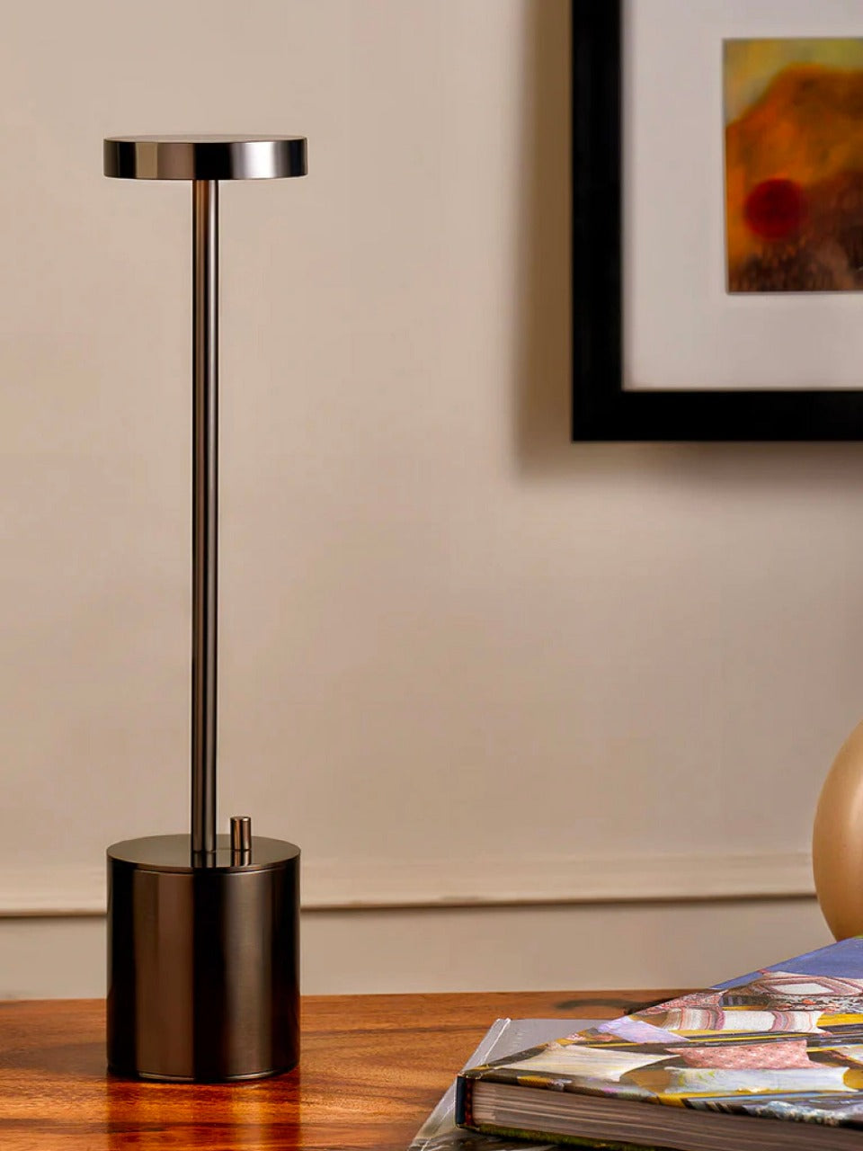 Hdc Wireless Table Lamp, Rechargeable Battery LED Desk Lamp with Touch Control and 3 Color Stepless Dimming,USB Charging Portable Lamp for Restaurant/Camping/Bar/Bedroom