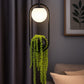 Hdc Modern Black Pendant Light with Glass Globe Hanging LED Lamp with Planter Pot