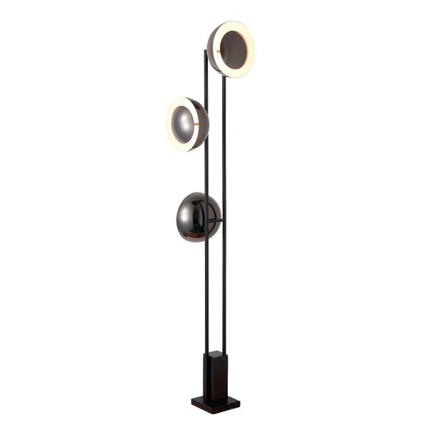 HDC Black Modern 3 Lights Nordic Style LED Standing Light Floor Lamp for Reading, Bedroom & Study