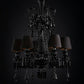 HDC 8 Light Shade Black Glass Italian Chandelier Ceiling Light Hanging - Warm White