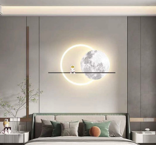 HDC Astronaut Moon Metal Led Wall Art For Home Decor