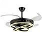 Hdc Invisible Black Rings Ceiling Fan Chandelier with Remote Control 4 Retractable ABS Blades - Warm White