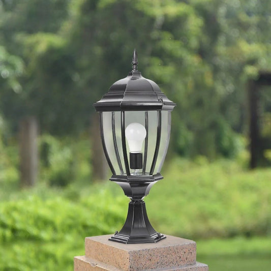 HDC Traditional Luxury E27 Outdoor Garden Glass Post Light Waterproof Courtyard Door Decorative Gate Lamp