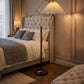 HDC Black & Gold Finish Modern Designer Floor Lamp with Pleated Fabric Shade