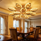 HDC 8+4 Luxury Golden Floral Ring LED Ceiling Chandelier Light for Living Room