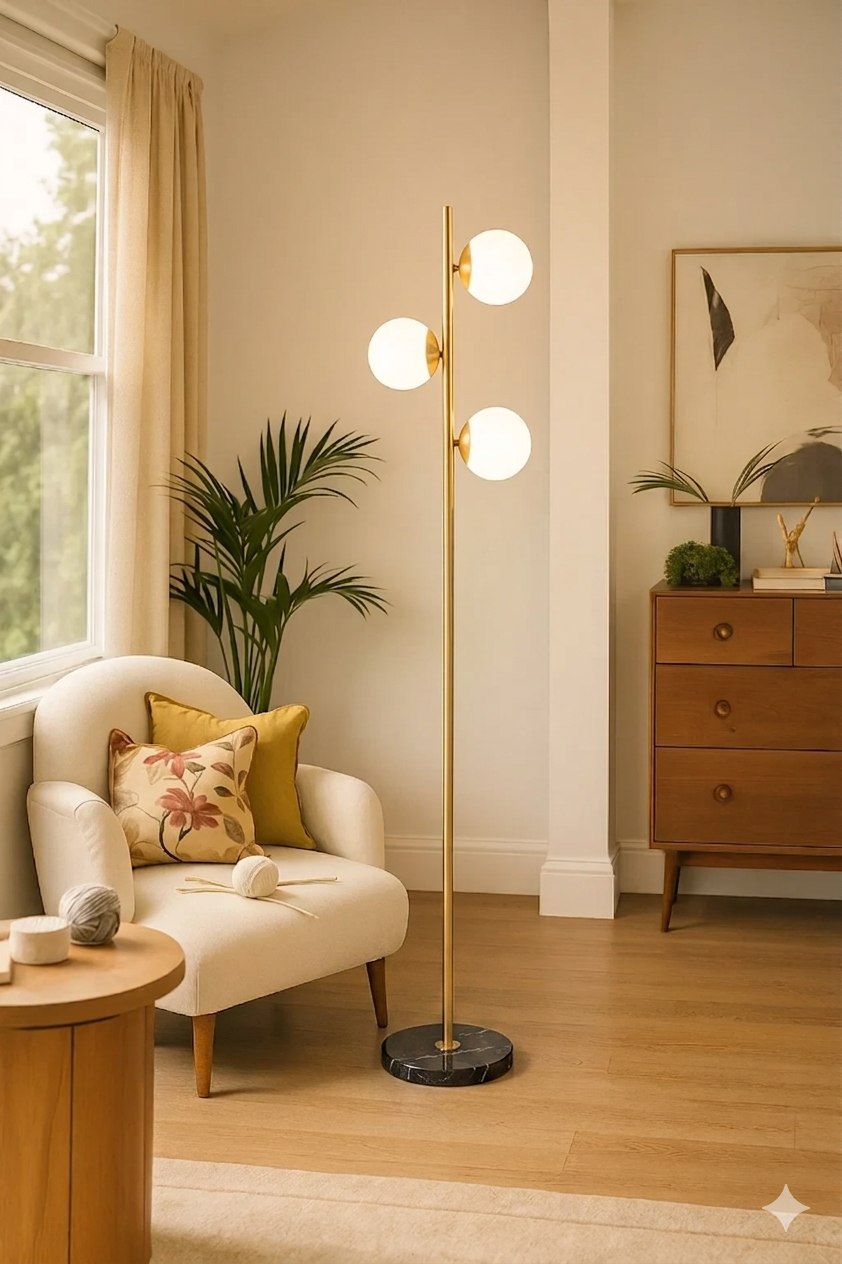 Hdc 3-Globe Modern Freestanding Lamp Living Room Floor Lamp
