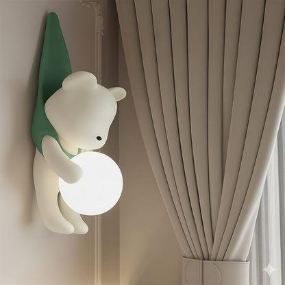 Hdc Cute Resin Hanged Pink Cartoon Bear with Milky White Globe Light - Warm White