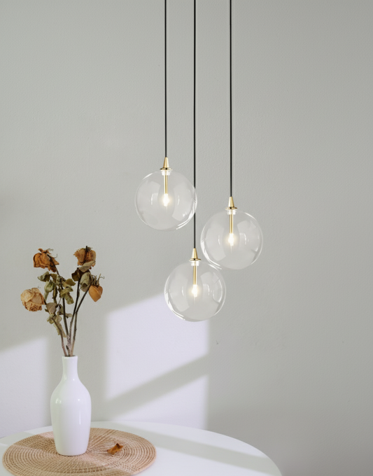 Hdc Modern Minimalist Gold Transparent Glass Ball Pendant Ceiling Hanging Lamp
