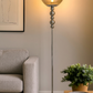 HDC Smoky Glass Silver Floor Lamp With Premium Metal Stand with Sculpted Sphere Column