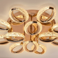 HDC 8+4 Luxury Golden Floral Ring LED Ceiling Chandelier Light for Living Room