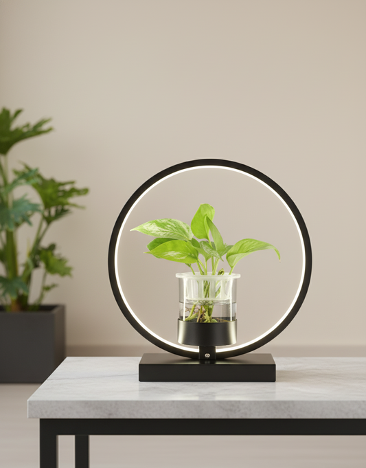 Hdc LED Round Lamp with Vase – Modern Minimalist Desk and Table Light