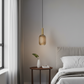 HDC Modern Ribbed Glass Pendant Light – Amber Gold Hanging Lamp