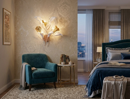HDC Luxury Floral Crystal Wall Light for Living Room, Bedroom & Hallway