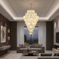 HDC 1200*1800MM Glass Luxury Modern Crystal Double Height Chandelier For Staircase