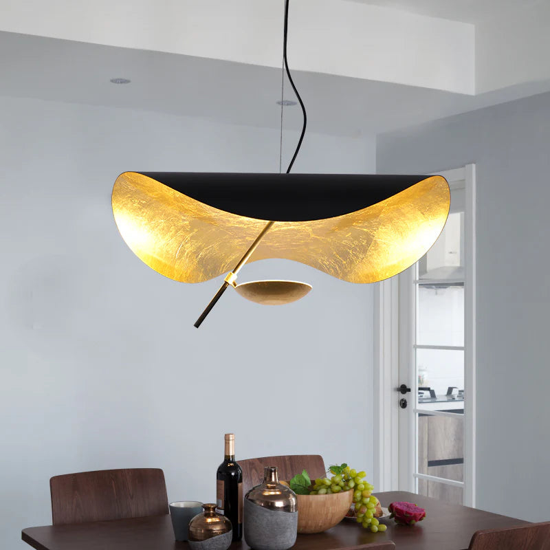 HDC Black & Gold Modern Sculpted Metal Pendant Light For Living Room